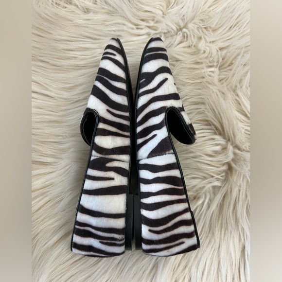 PIOMBO Zebra Print Loafers Women’s Size 36 (US 6) Faux Pony Hair Slip-On Flats - Picture 2 of 5